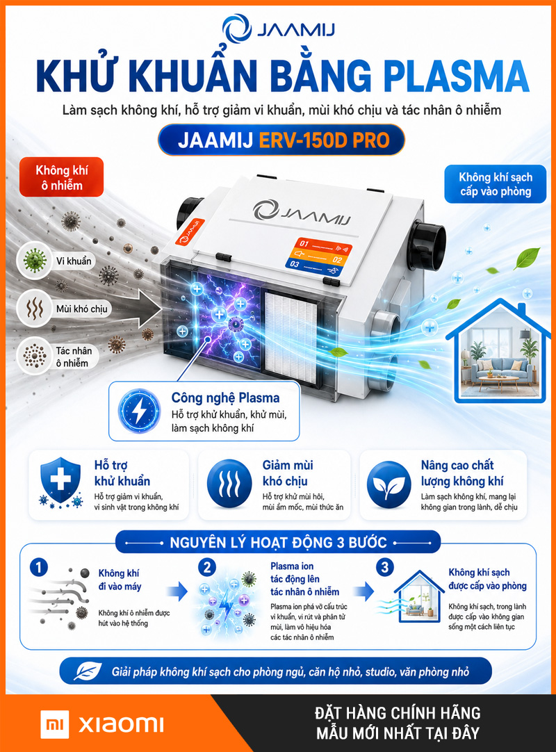 Máy Cấp Khí Tươi 2 Chiều JaamiJ ERV-150D Pro