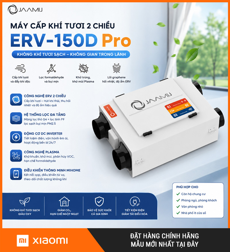 Máy Cấp Khí Tươi 2 Chiều JaamiJ ERV-150D Pro
