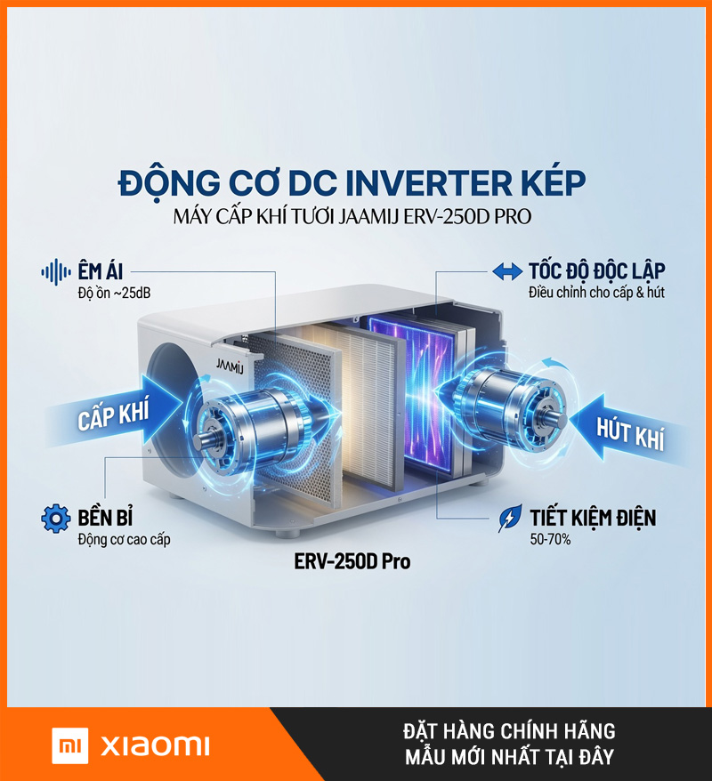Máy Cấp Khí Tươi 2 Chiều JaamiJ ERV-250D Pro