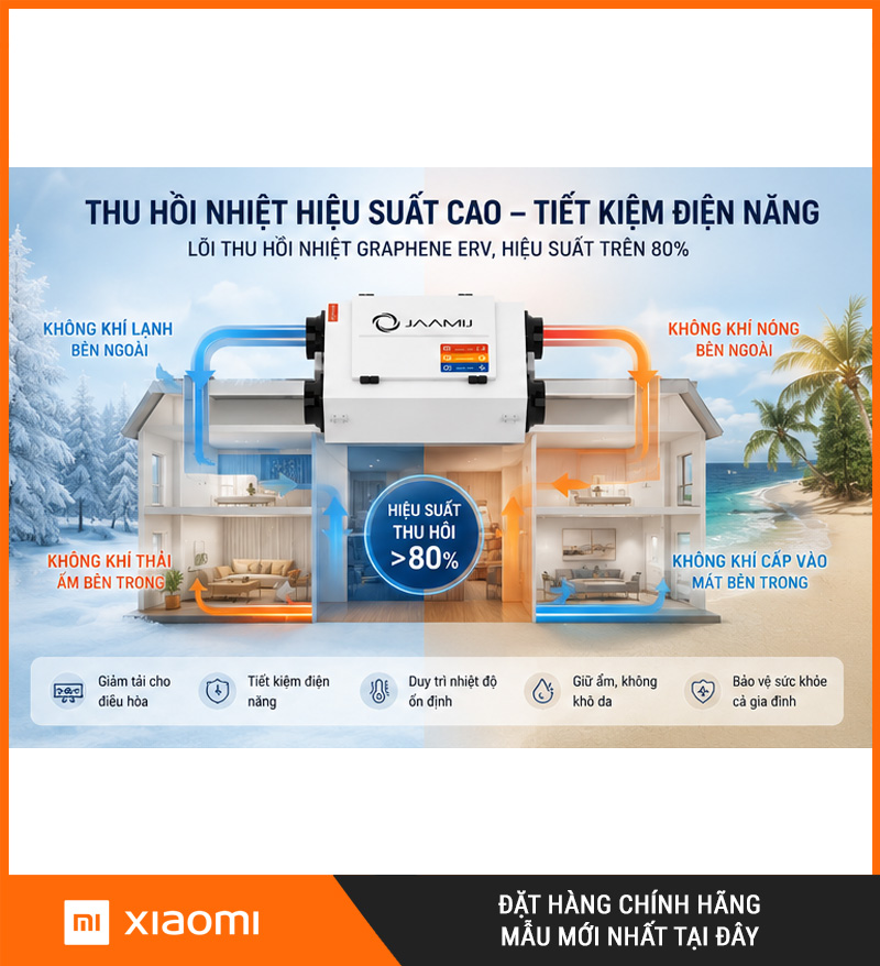Máy Cấp Khí Tươi 2 Chiều JaamiJ ERV-380D Pro