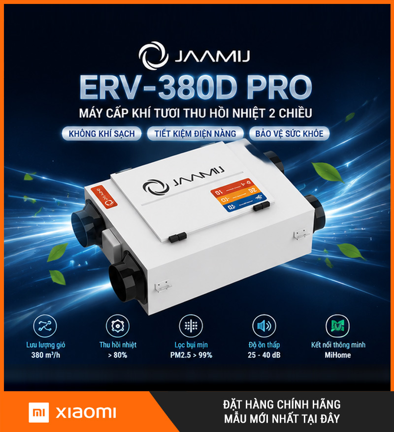 Máy Cấp Khí Tươi 2 Chiều JaamiJ ERV-380D Pro