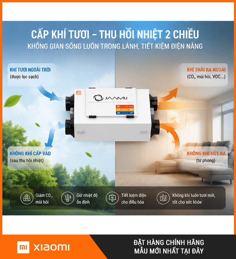 Máy Cấp Khí Tươi 2 Chiều JaamiJ ERV-380D Pro