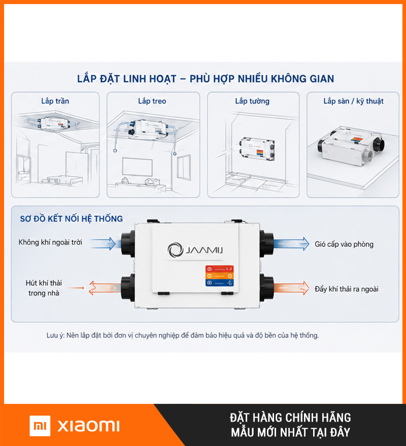 Máy Cấp Khí Tươi 2 Chiều JaamiJ ERV-485D Pro