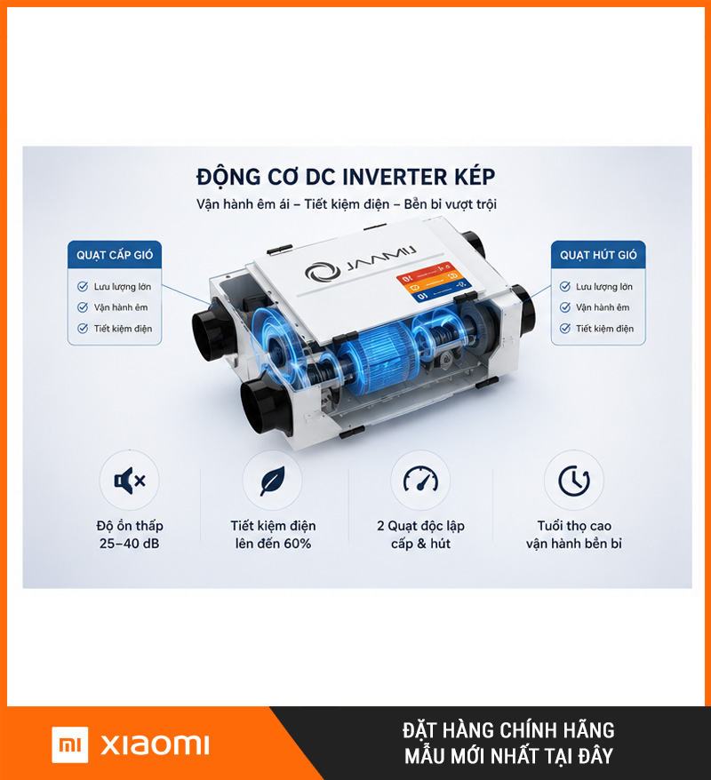 Máy Cấp Khí Tươi 2 Chiều JaamiJ ERV-485D Pro