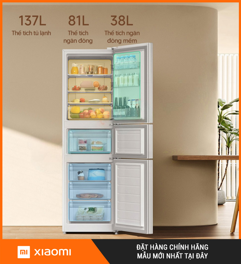 Tủ Lạnh Xiaomi Mijia 256L, 3 Cánh, Hạn Chế Đông Dính