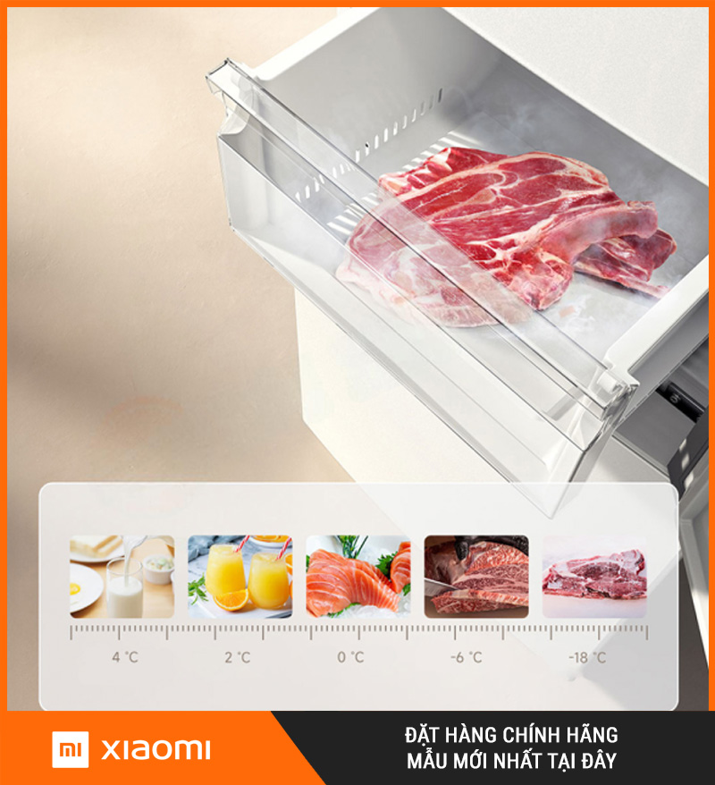 Tủ Lạnh Xiaomi Mijia 256L, 3 Cánh, Hạn Chế Đông Dính