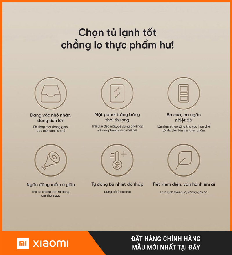 Tủ Lạnh 3 Cánh Xiaomi Mijia 205L Chính Hãng Giá Rẻ